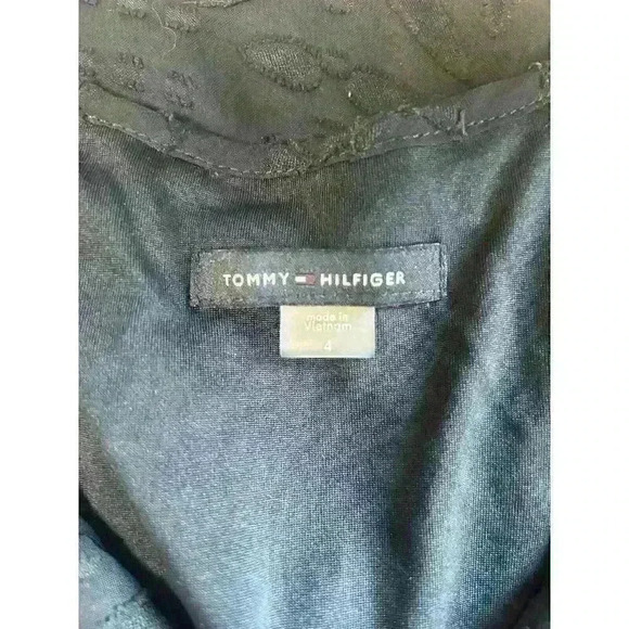 Beautiful Tommy Hilfiger Women's Navy Blue Chiffon Flounce Dress Size 4 - Picture 5 of 6